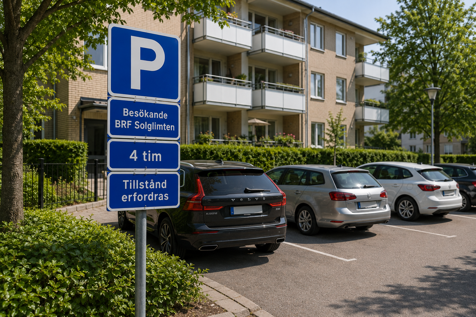 Skylt för besöksparkering med tillståndskrav